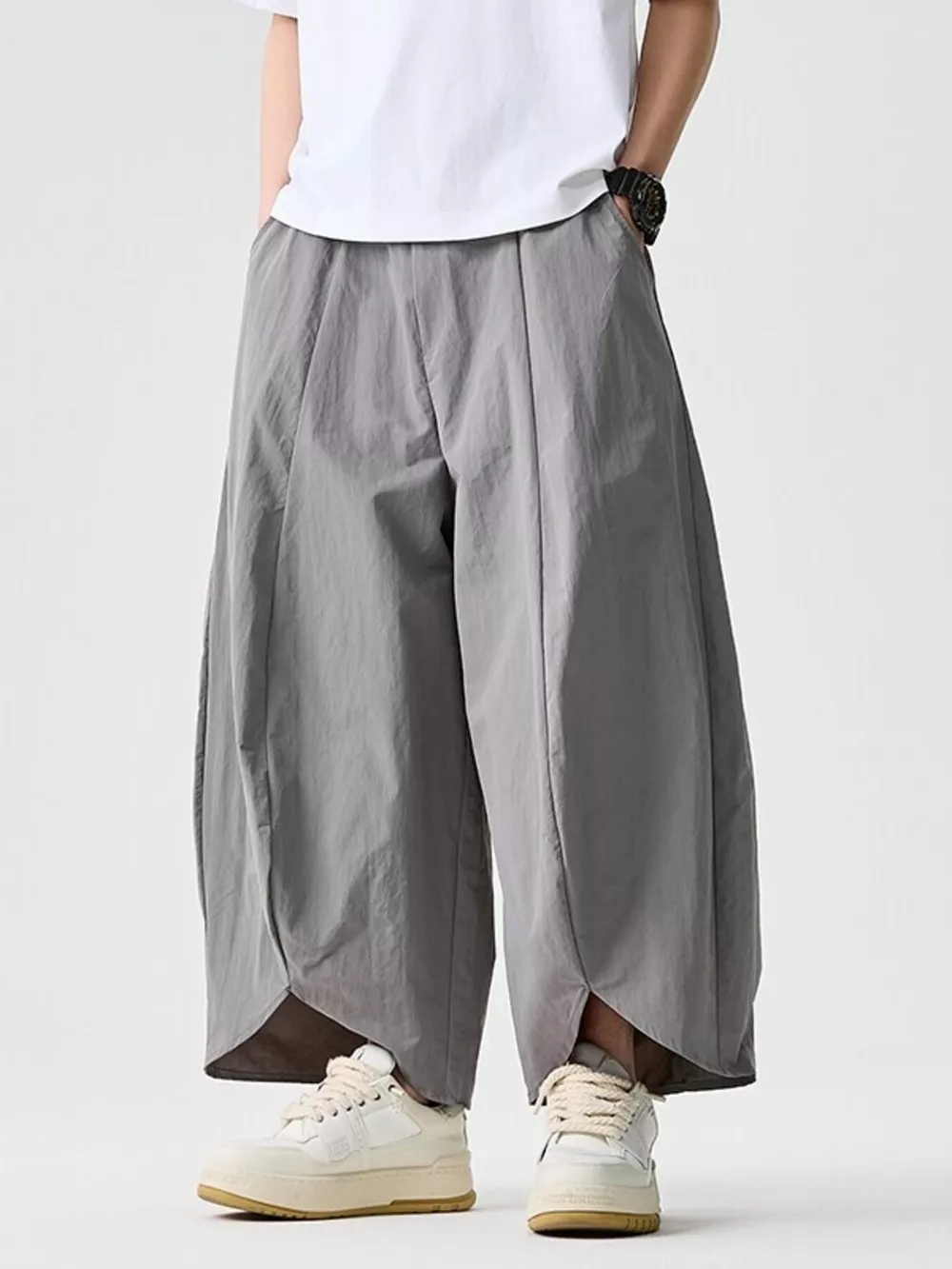 Men's Plus Size Loose-Fit Wide-Leg Cropped Harem Pants, image 8