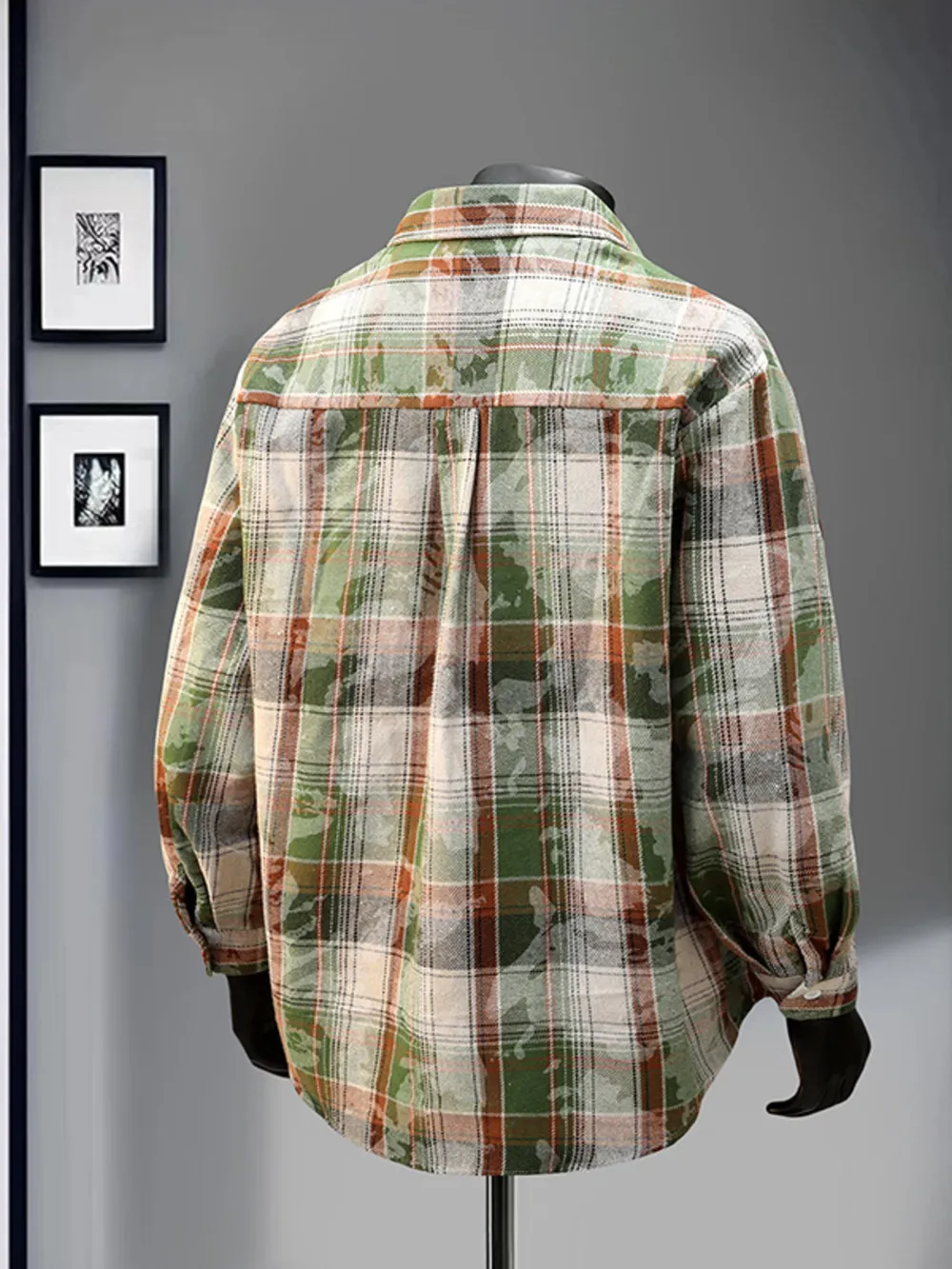 Men's Full Size Plaid Print Long Sleeve Shirt Plus Size, image 4