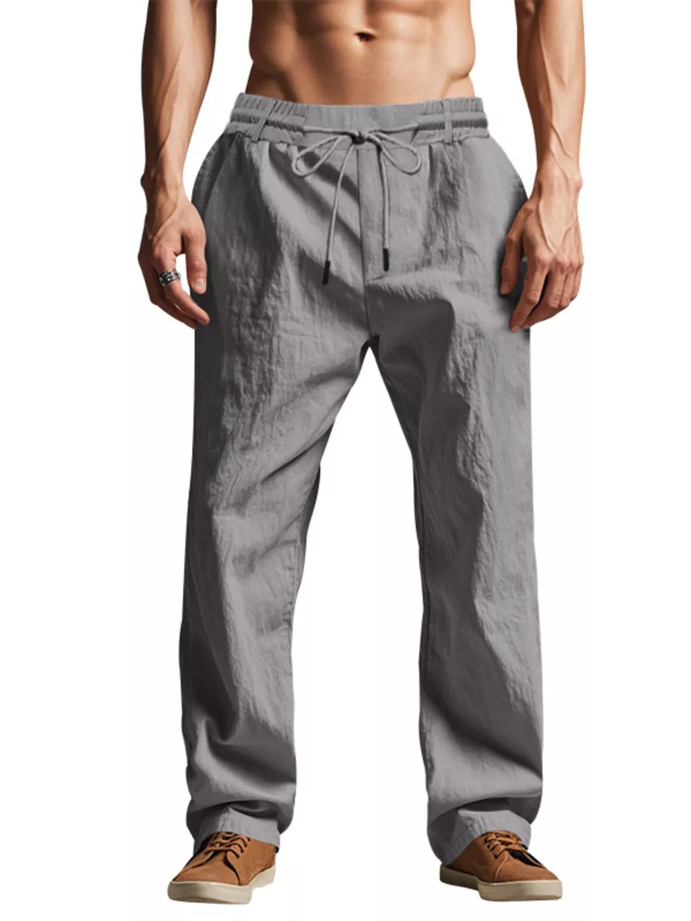 Men's Full Size Drawstring Elastic Waist Loose Fit Pants Plus Size, image 6