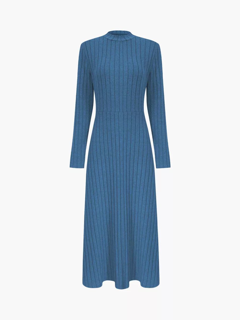 Ribbed Knit Long Sleeve Midi Dress, image 6