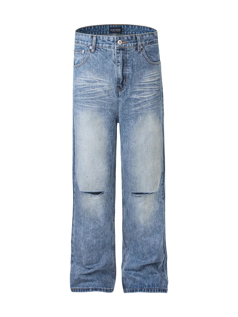 Men's Washed Distressed Relaxed Fit Jeans, image 3