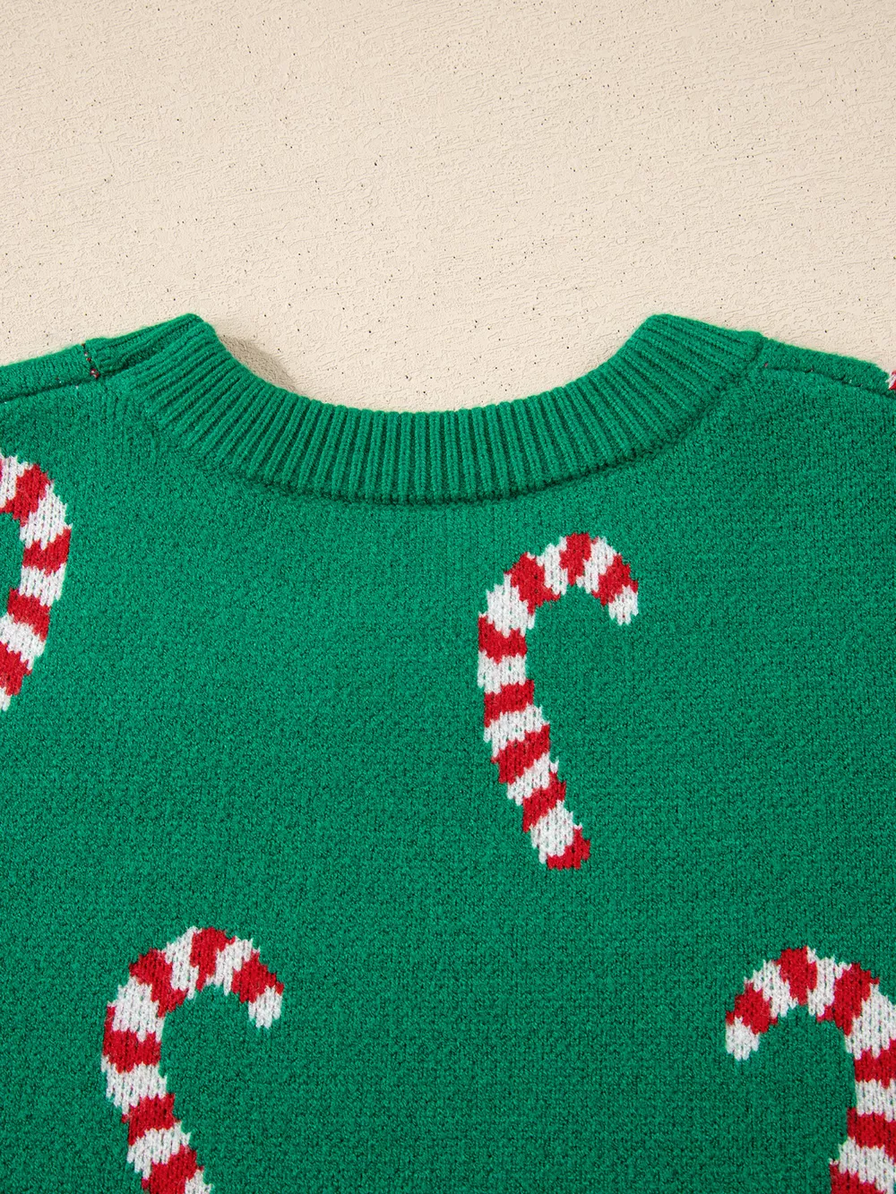 Christmas Candy Cane Holiday Drop Shoulder Sweater, image 7