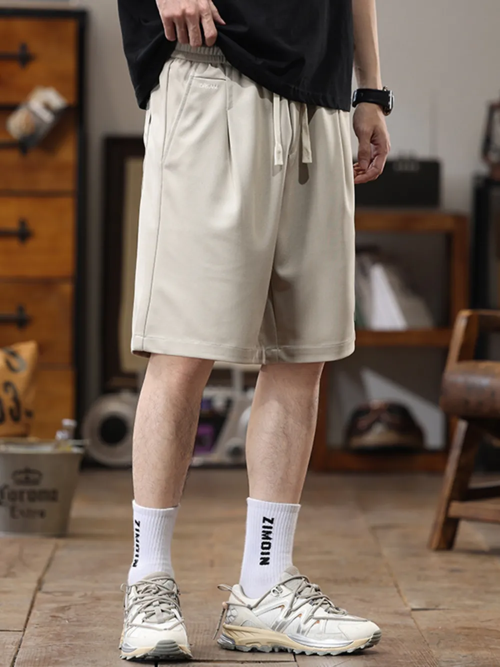 Men's Plus Size Casual Loose-Fit Drawstring Shorts, image 3