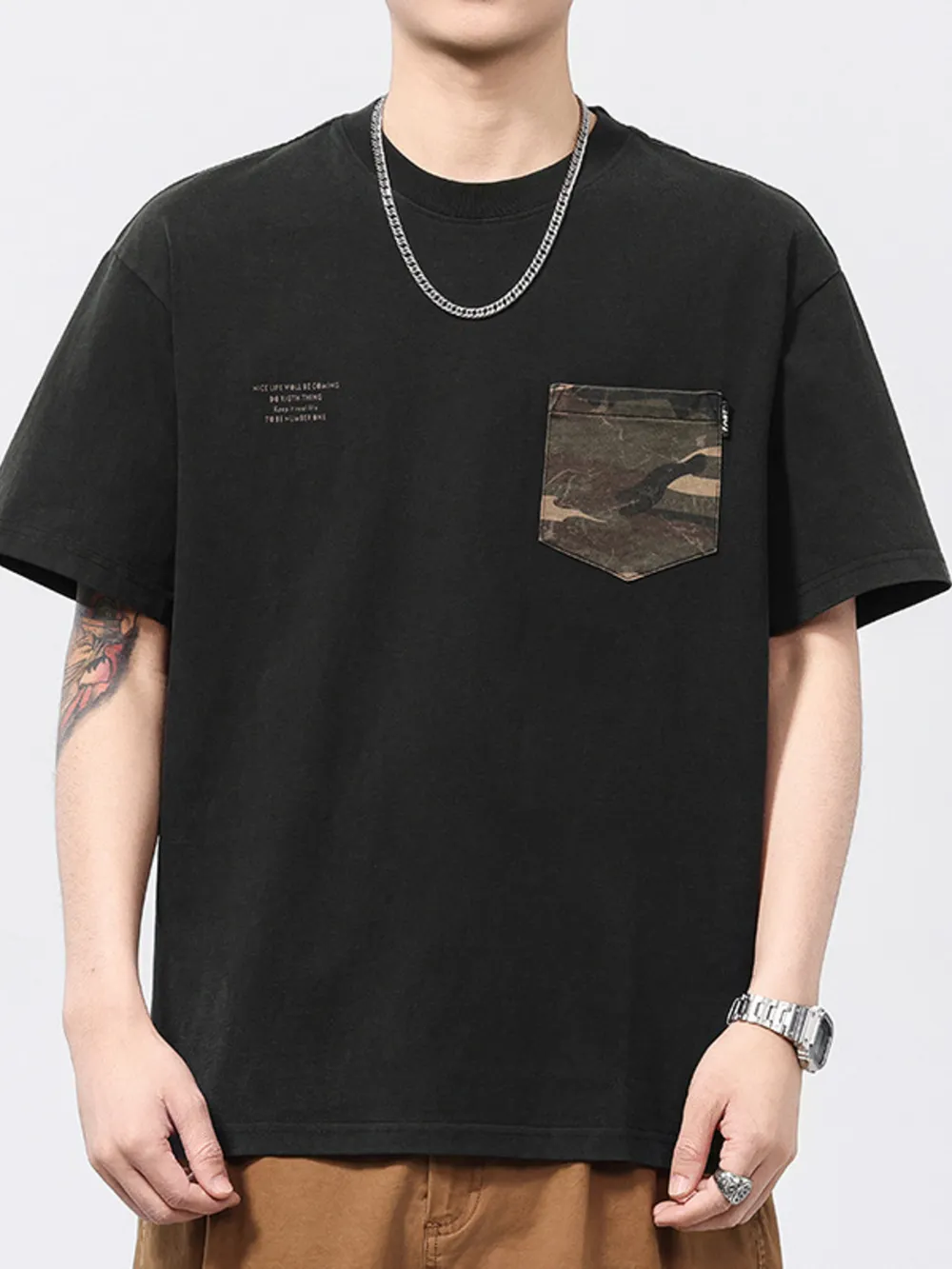 Men's Plus Size Round Neck Short Sleeve T-Shirt, image 5