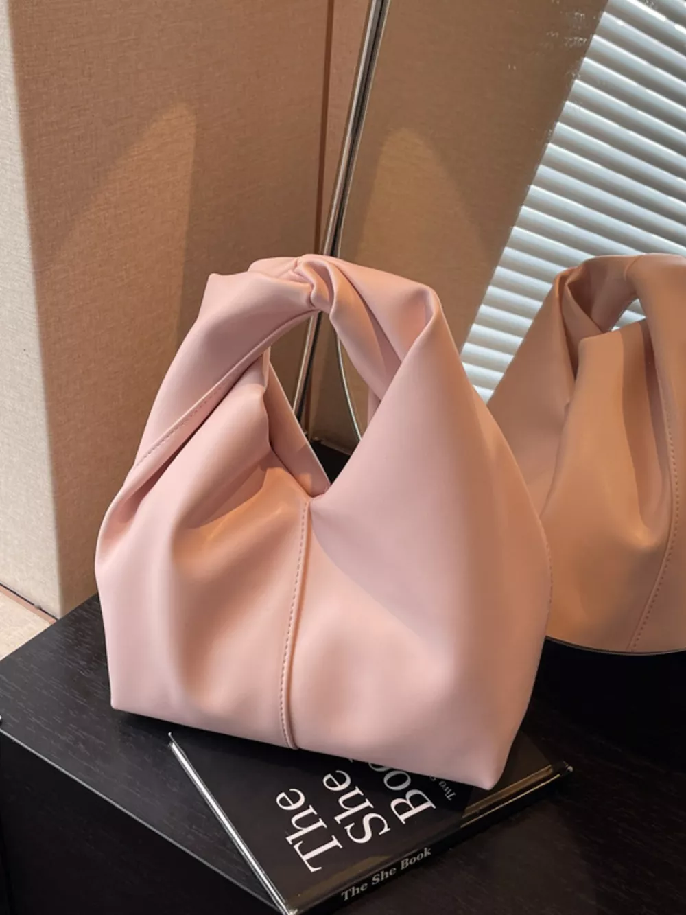 Knot Handle Leather Handbag, image 3