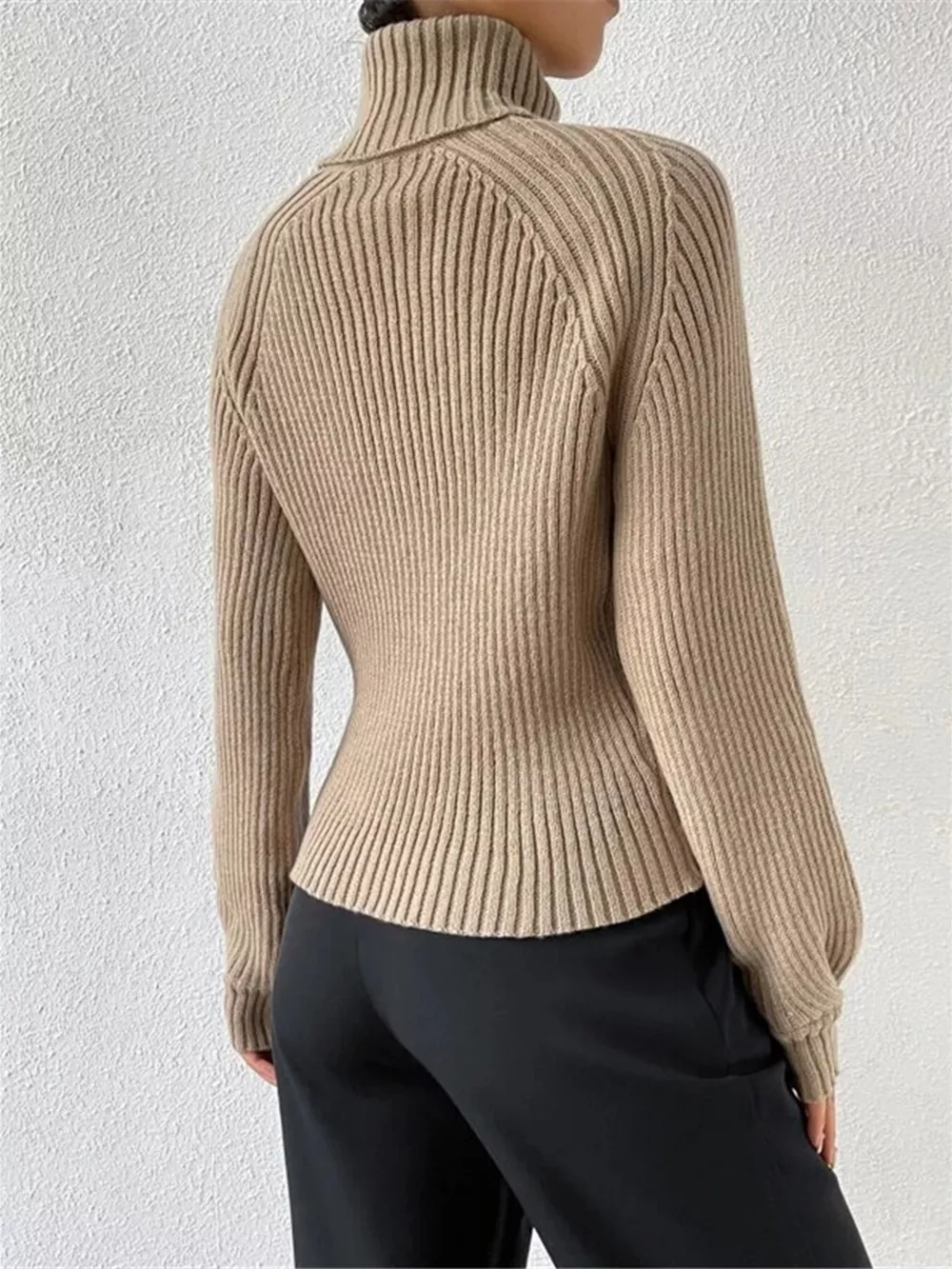 Ribbed Knit Turtleneck Sweater, image 8