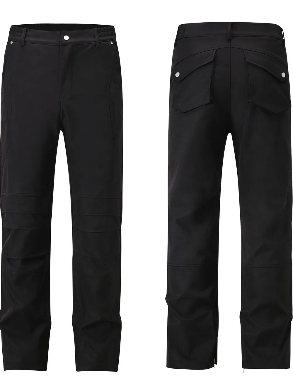 Men's Slim Straight Pants with Ruched Detail, image 3