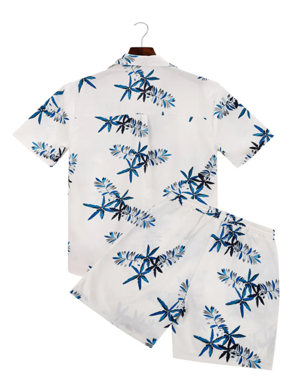 Men's Full Size Printed Button Up Shirt and Shorts Set Plus Size, image 2