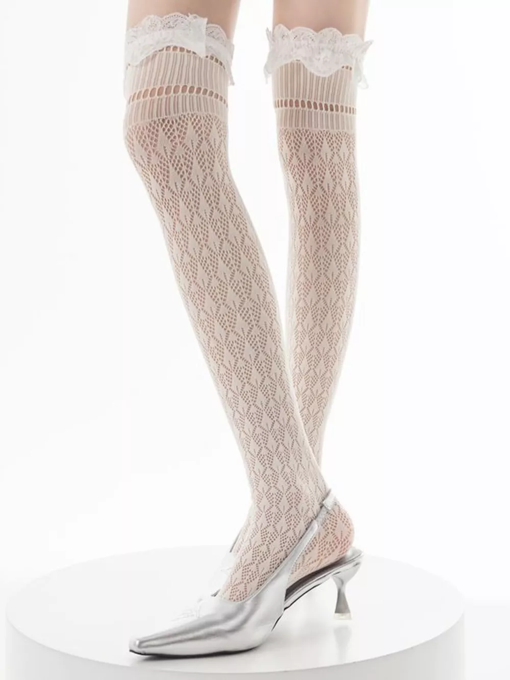 Lace Over-the-Knee Hollow-Out Stockings, image 14