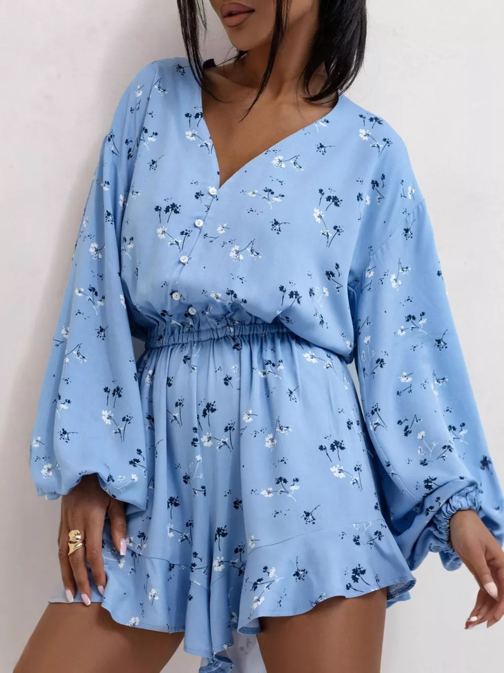 Floral Print V-Neck Romper, image 2