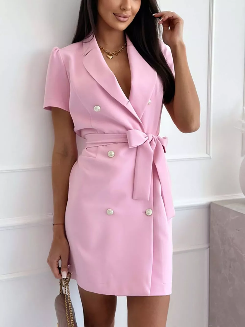 Double-breasted Blazer Dress with Belt, image 14