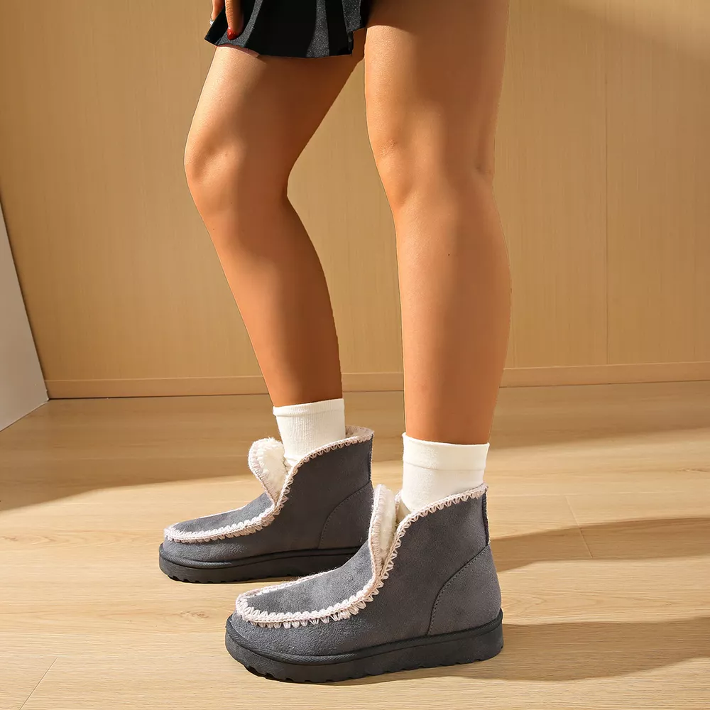 Contrast Crochet Trim Winter Boots, image 5