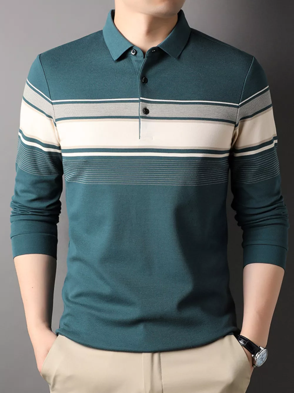 Men's Plus Size Button Detail Short Sleeve Polo, image 2