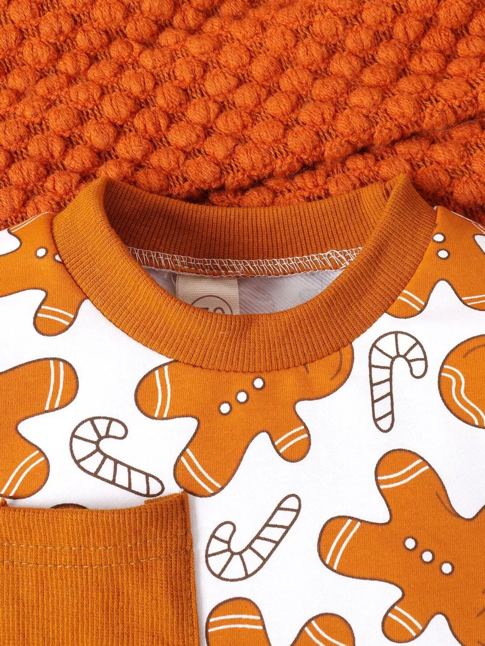 Children's Gingerbread Man Print Long Sleeve Outfit Set, image 3