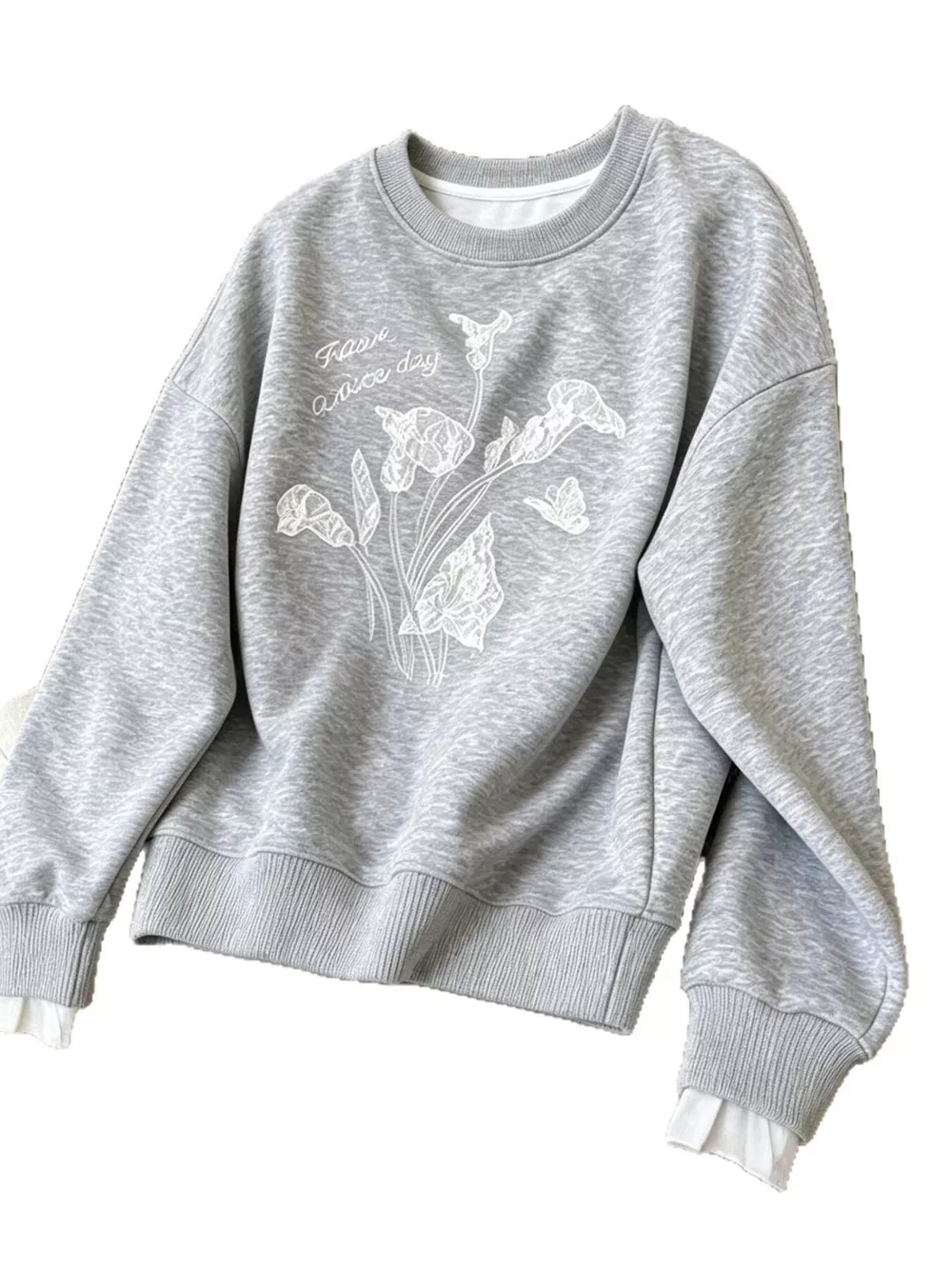 Floral Crew Neck Sweatshirt, image 4
