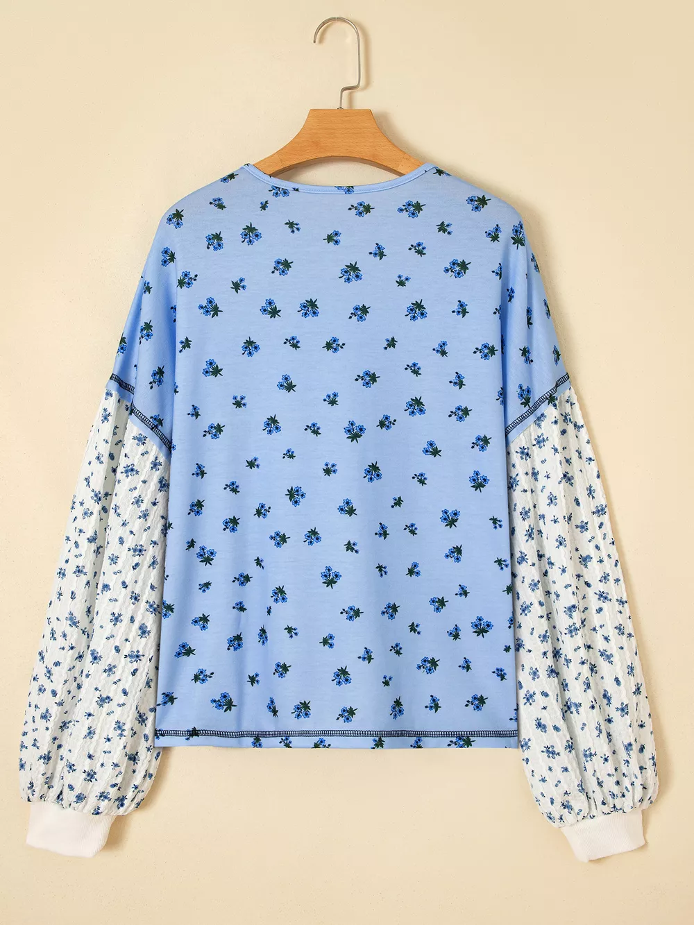 Floral Print Contrast Long Sleeve Tops, image 4