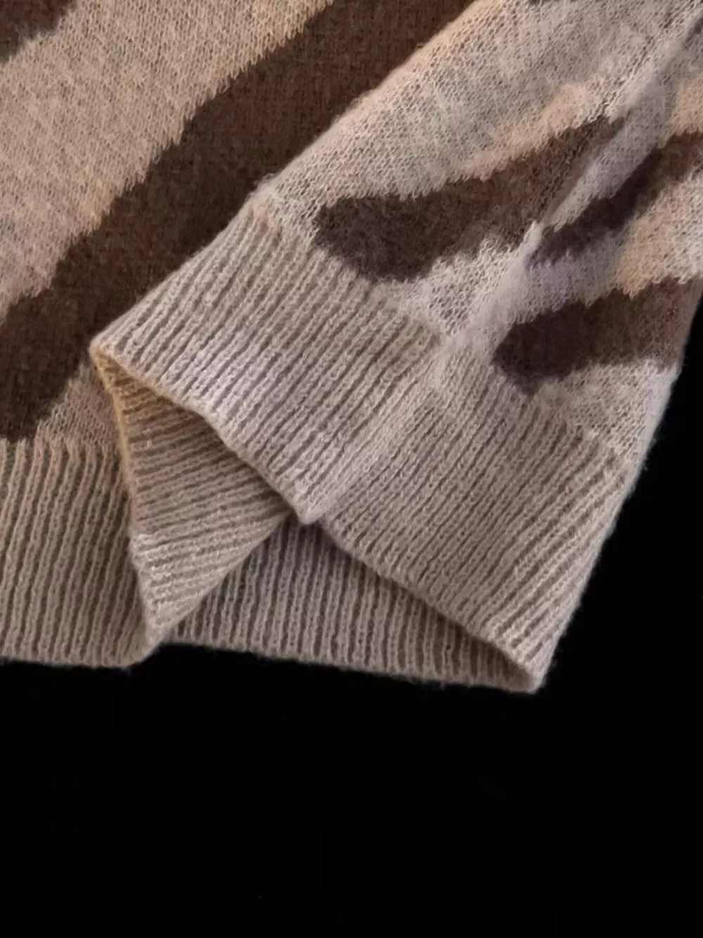 Men's Striped Fuzzy Knit Pullover Sweater, image 6