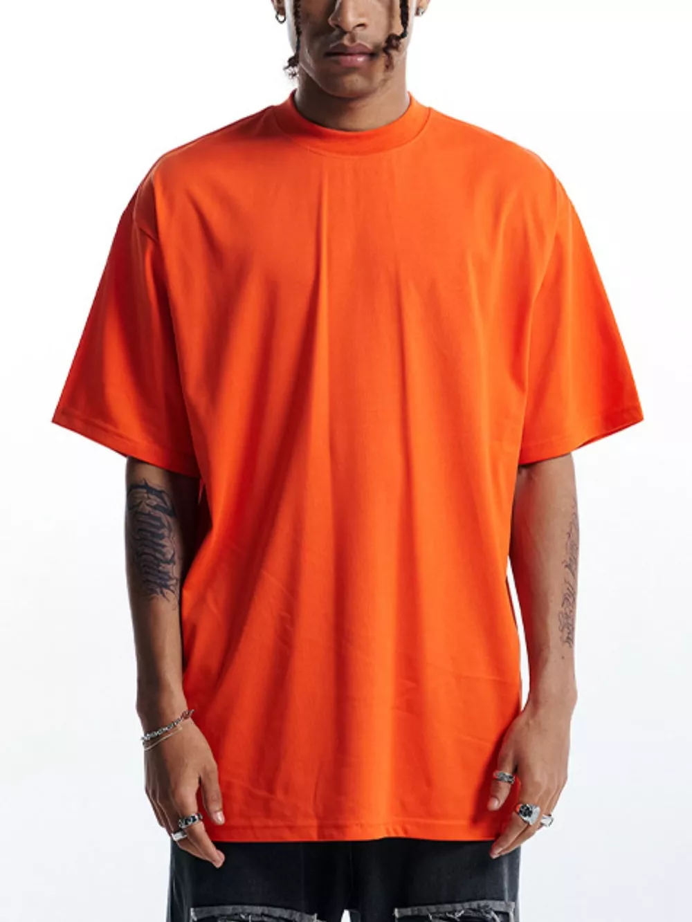 Men's Oversized Solid Color Crew Neck T-Shirt, image 2