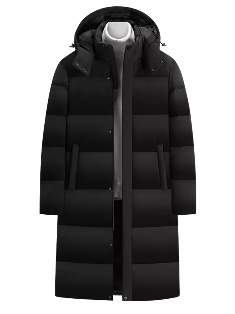 Men's Full Size Longline Hooded Down Coat Plus Size