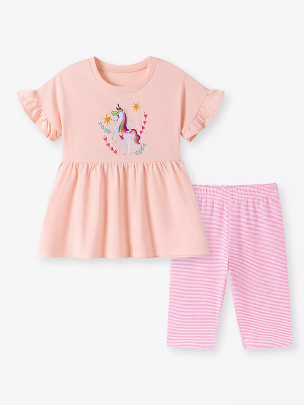 Children's Unicorn Embroidered Top & Capri Leggings Set, image 2