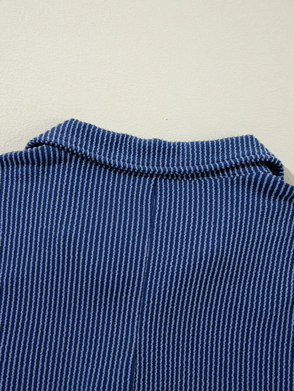 Oversized Twist Ribbed Collared Henley Top with Roll Up Sleeve, image 12