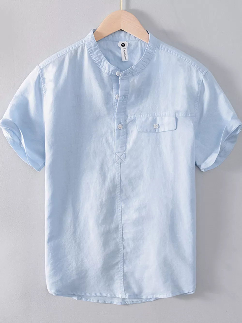Men's Plus Size Button Detail Short Sleeve Shirt, image 2