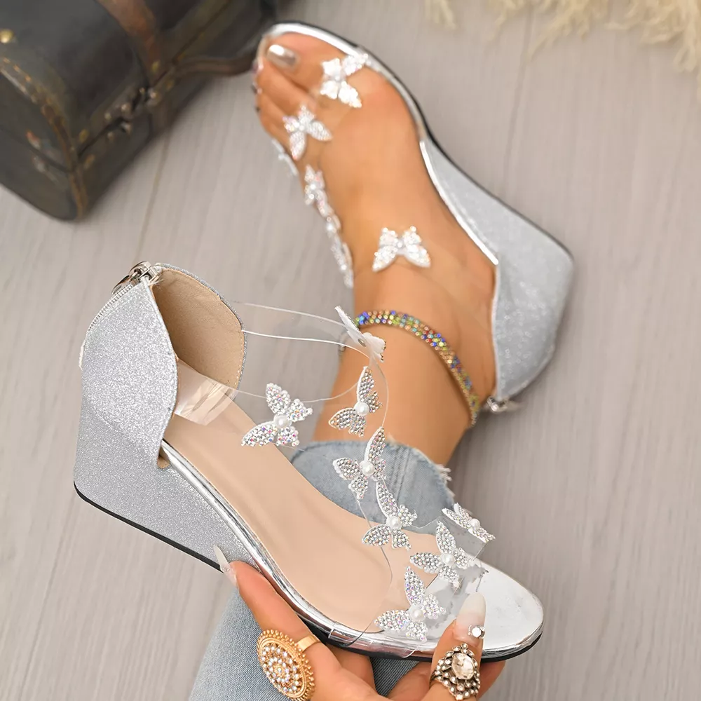 Butterfly Open Toe Wedge Sandals, image 3