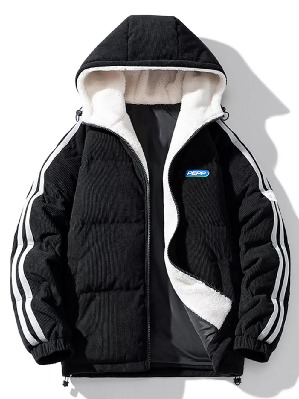 Men's Plus Size Hooded Zip Up Padded Jacket, image 2