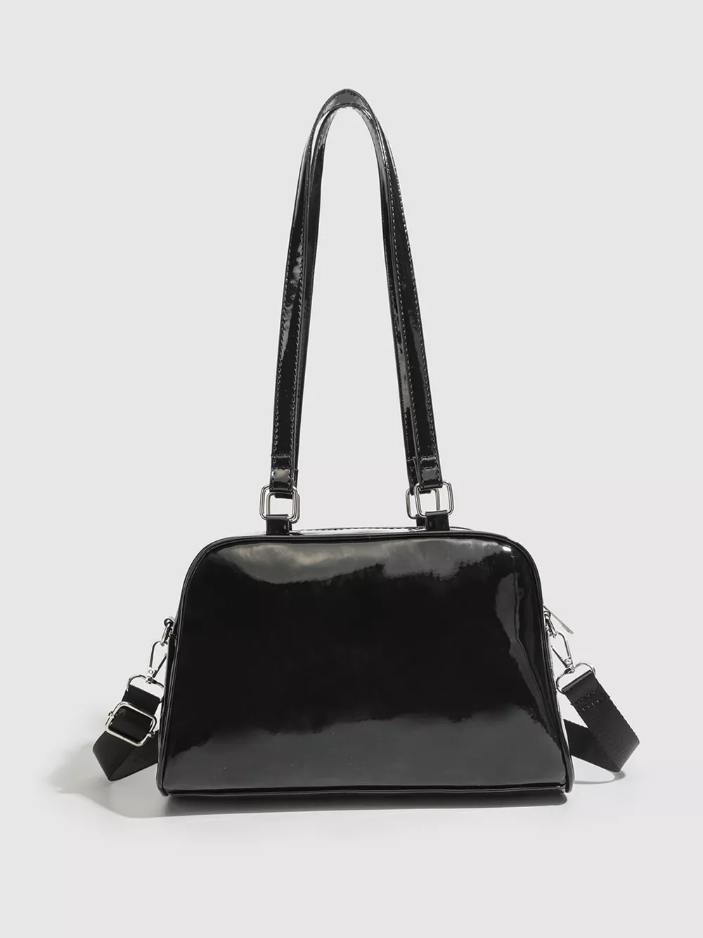 Glossy Patent Leather Multi-Pocket Shoulder Bag, image 5