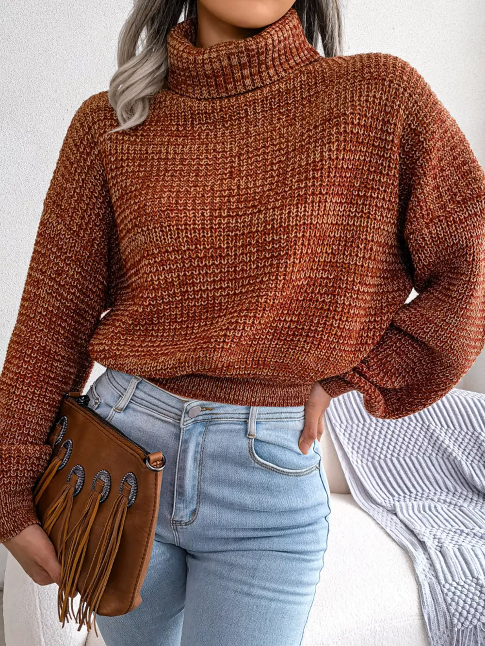 Turtleneck Dropped Shoulder Sweater, image 22