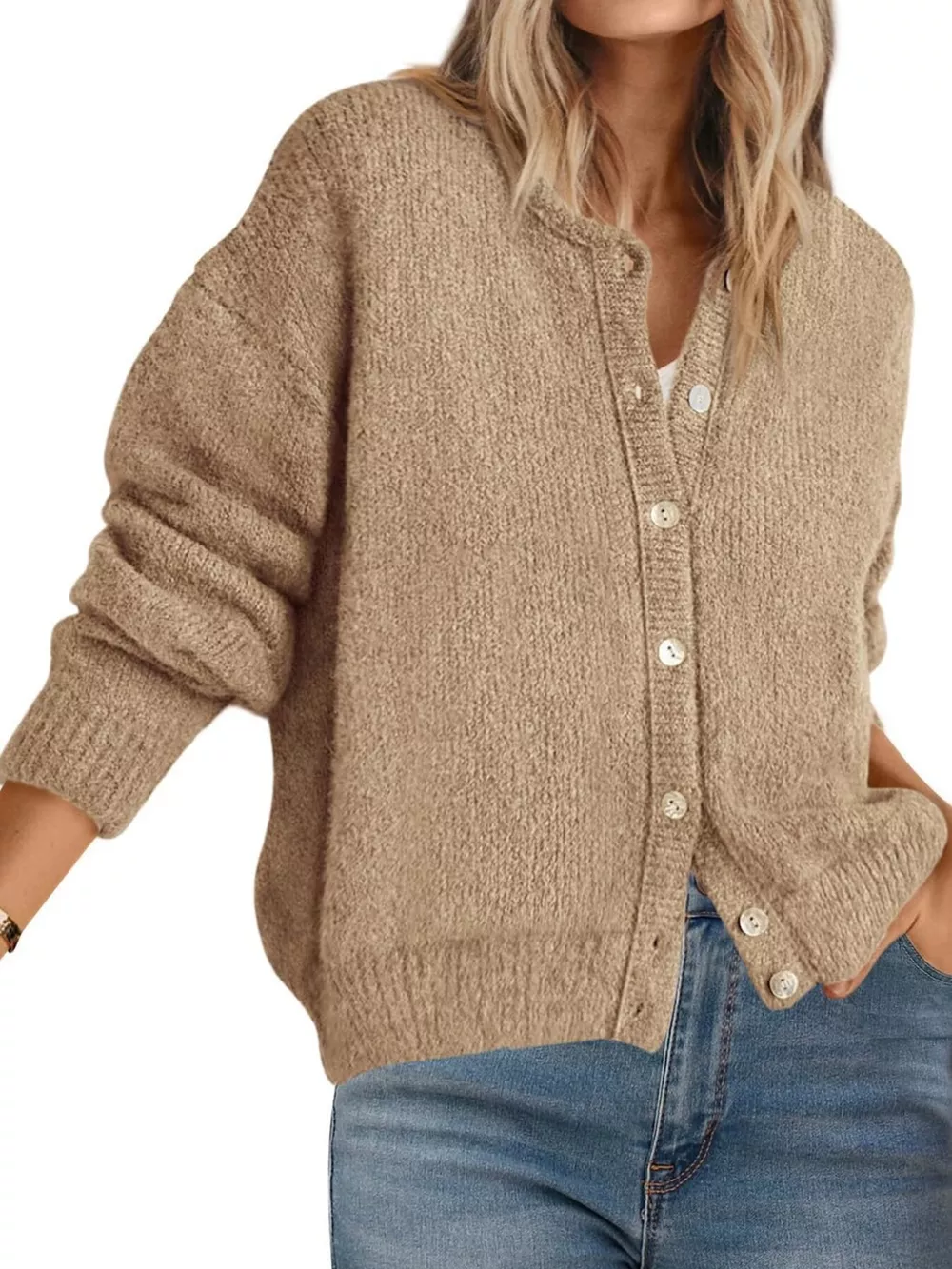Button-Down Dropped Shoulder Cardigan, image 3