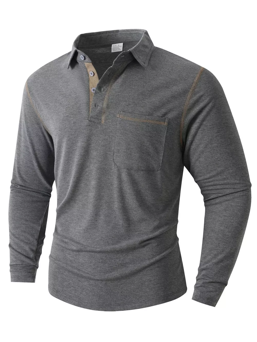 Men's Full Size Long Sleeve Casual Polo Plus Size, image 8
