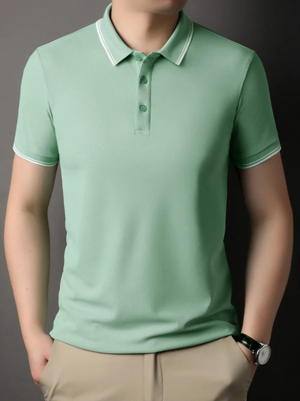 Men's Plus Size Button Detail Short Sleeve Polo