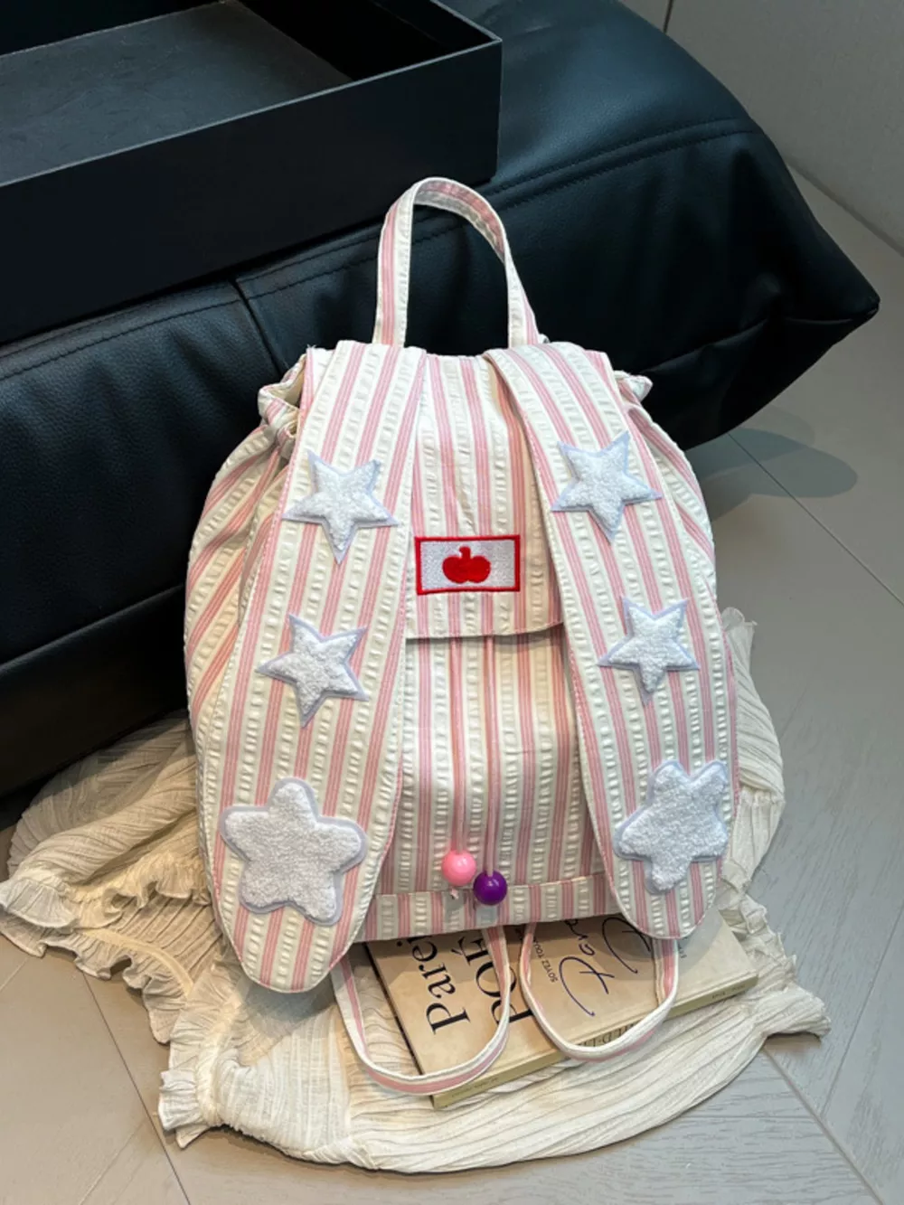 Striped Star Bunny Ear Backpack Bag, image 10