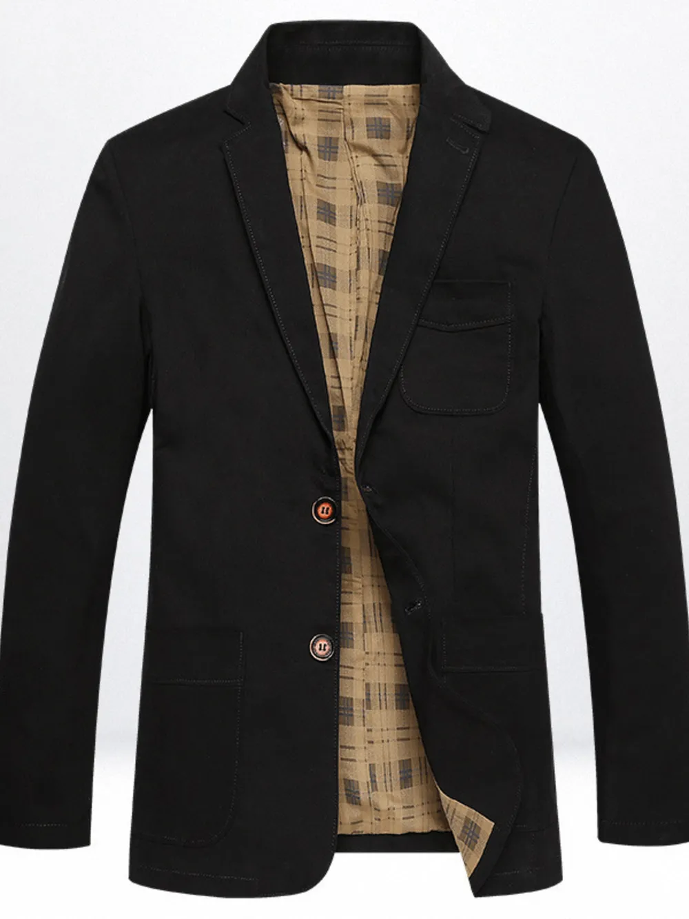 Men's Plus Size Casual Button Up Blazer with Plaid Lining, image 5