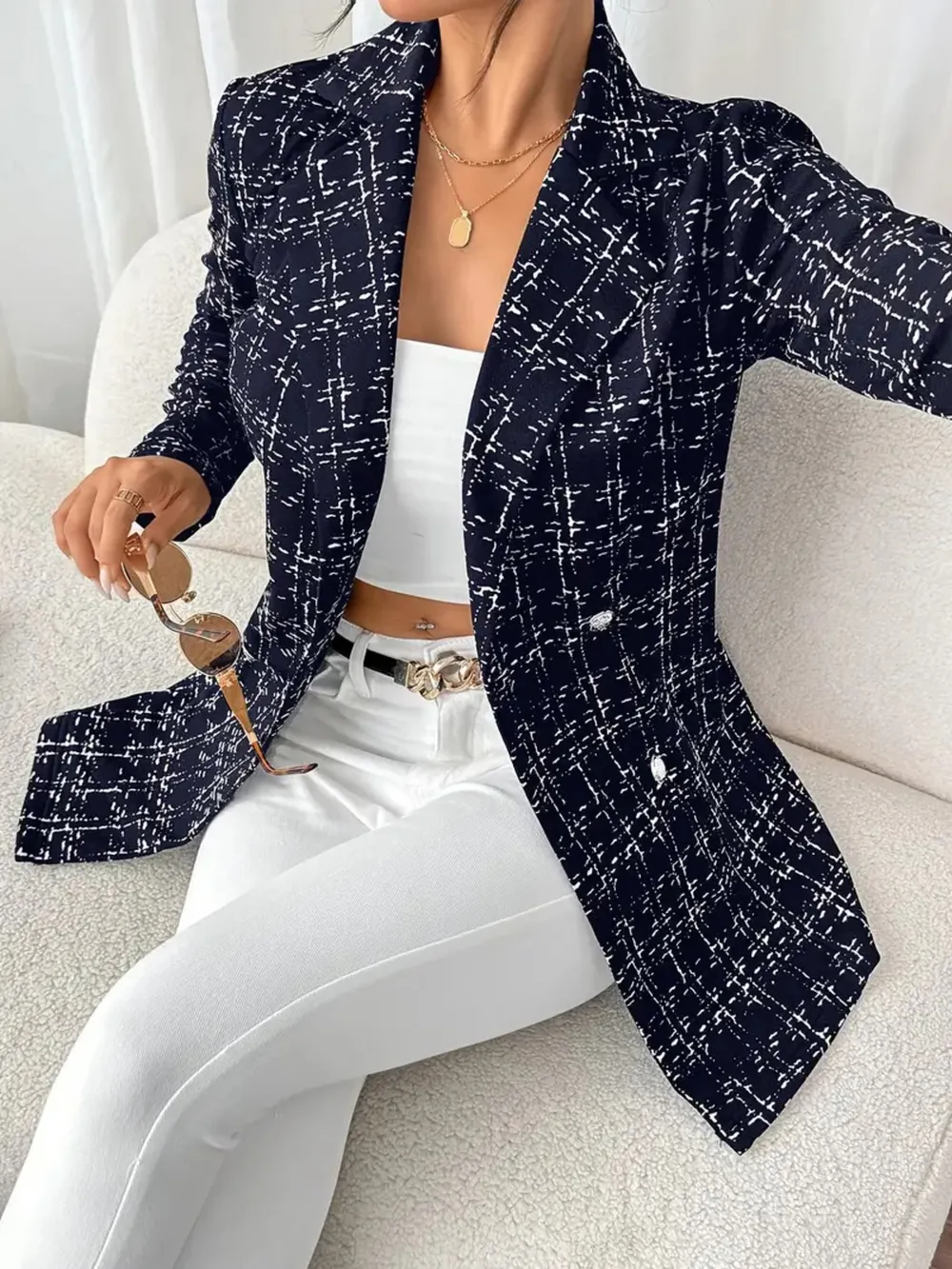 Tweed Double-Breasted Blazer, image 13