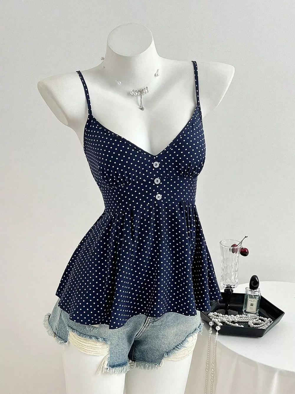 Polka Dot Peplum Cami