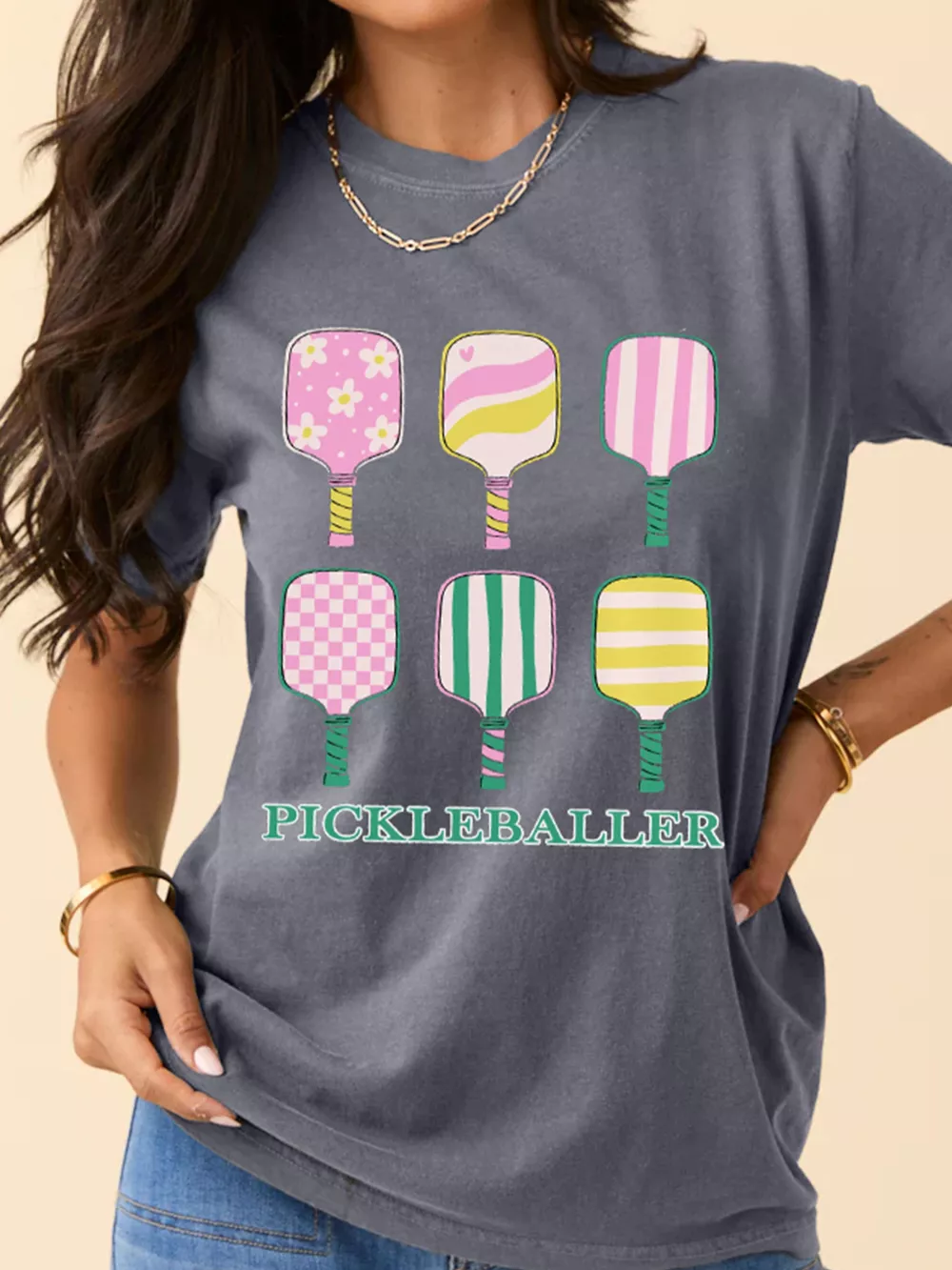 PICKLEBALLER Playful Bats Printed Casual T Shirt, image 2