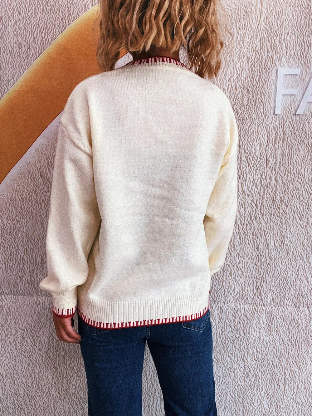 Bow Pattern Round Neck Sweater, image 7