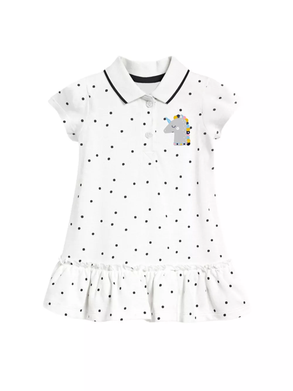 Children's Polka Dot Ruffle Hem Polo Dress, image 2