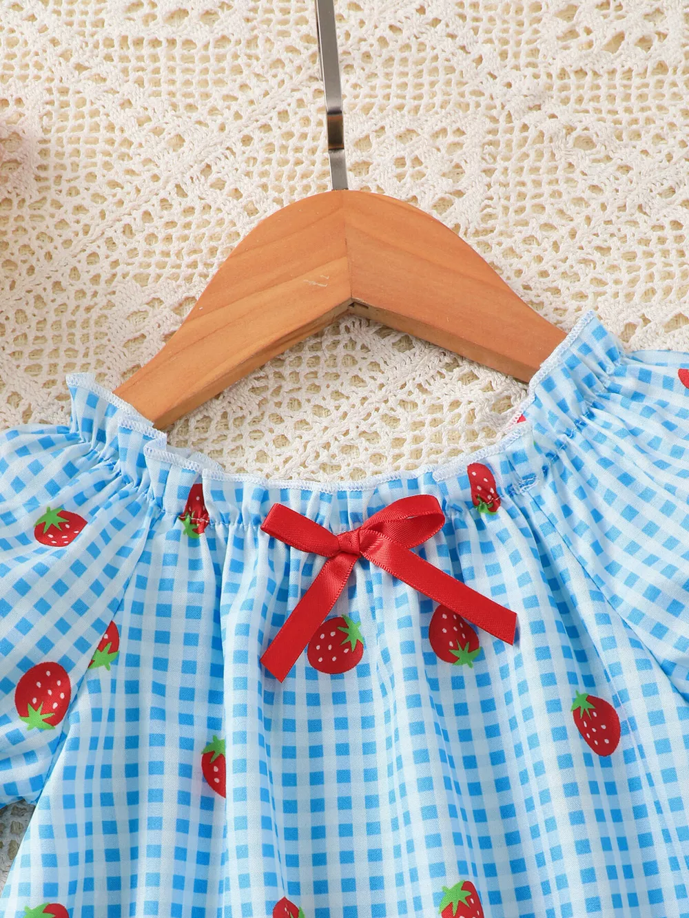 Children's Strawberry Gingham Dress with Matching Purse & Hat Set, image 3