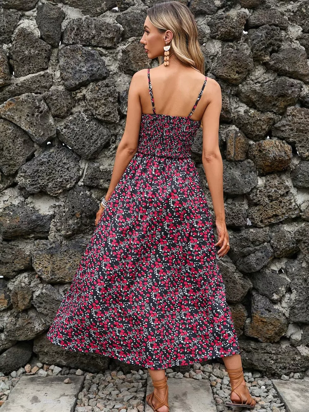Paisley Print Spaghetti Strap Midi Dress, image 19