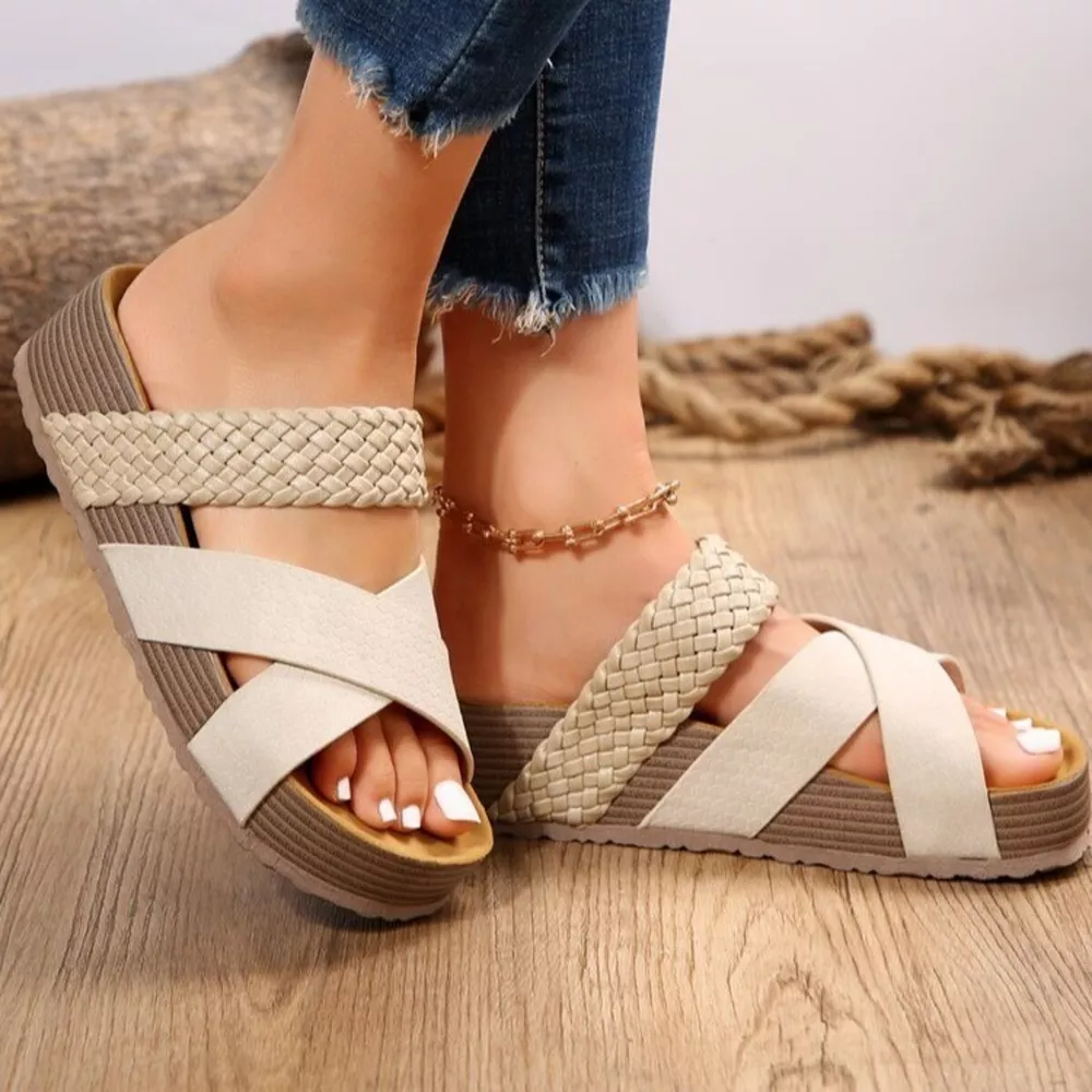 Braided Strap Platform Sandals