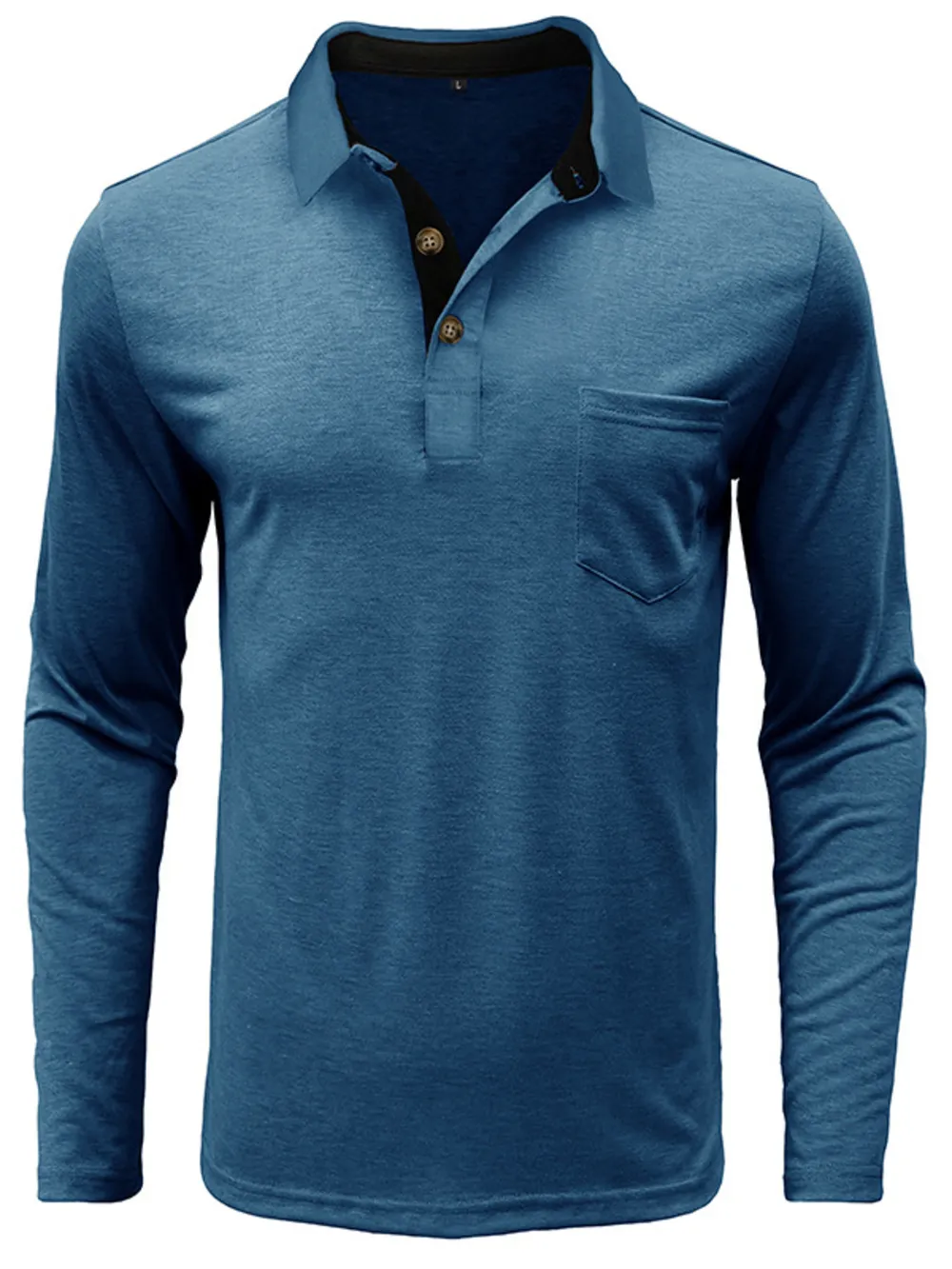 Men's Full Size Button Detail Long Sleeve Polo Plus Size, image 11
