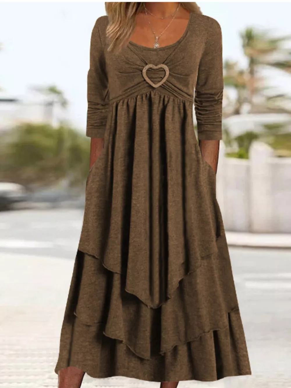 Full Size Heart-Decor Layered Midi Dress Plus Size, image 12
