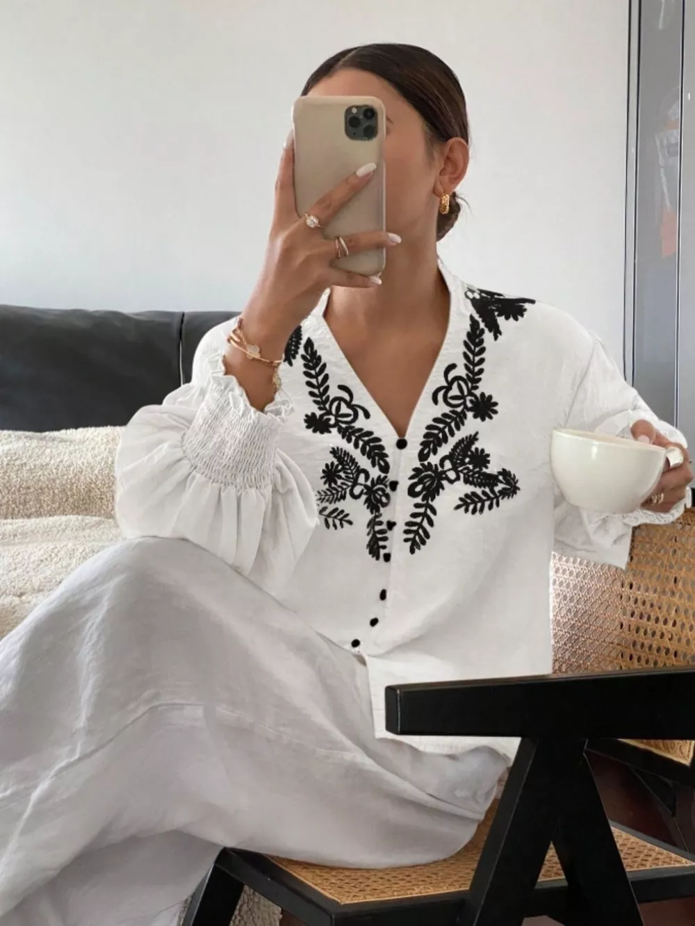 Embroidered Long Sleeve Blouse, image 4