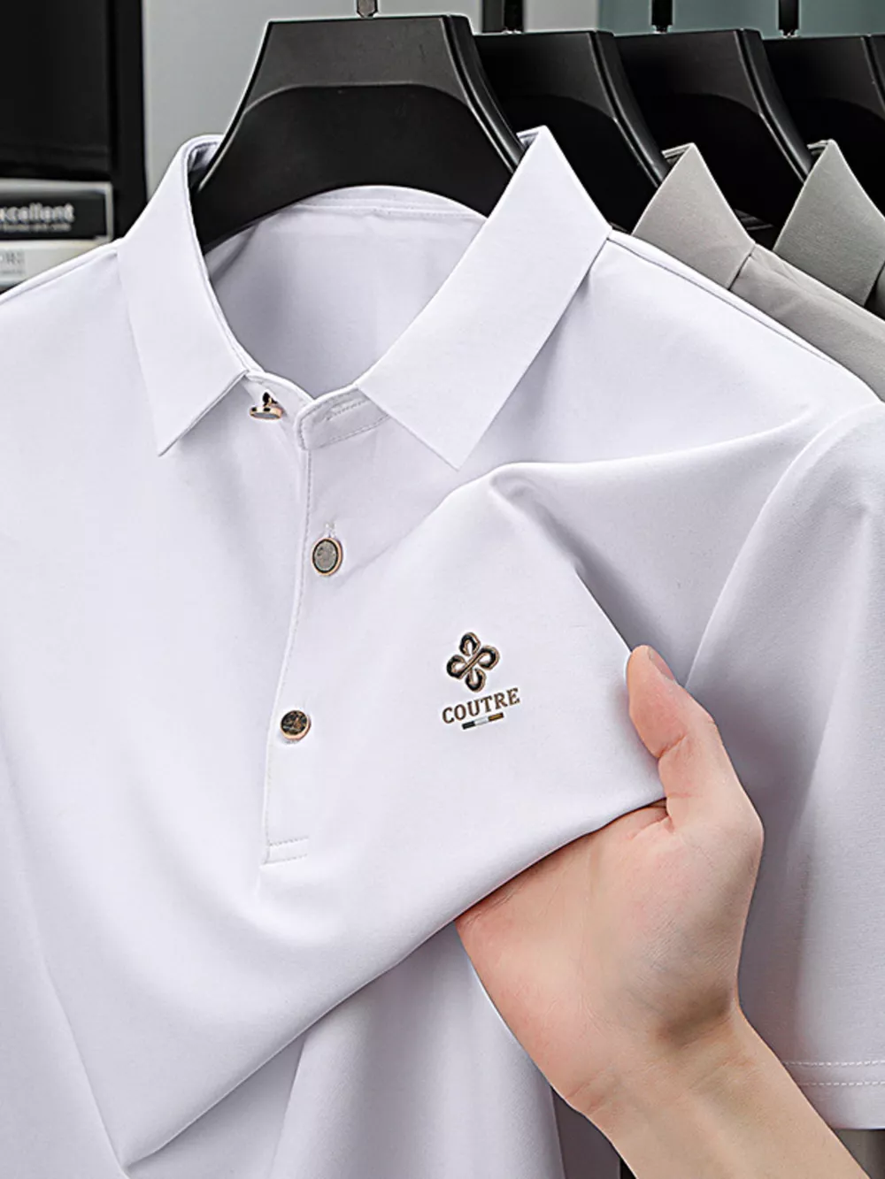 Men's Plus Size Button Detail Short Sleeve Polo, image 10