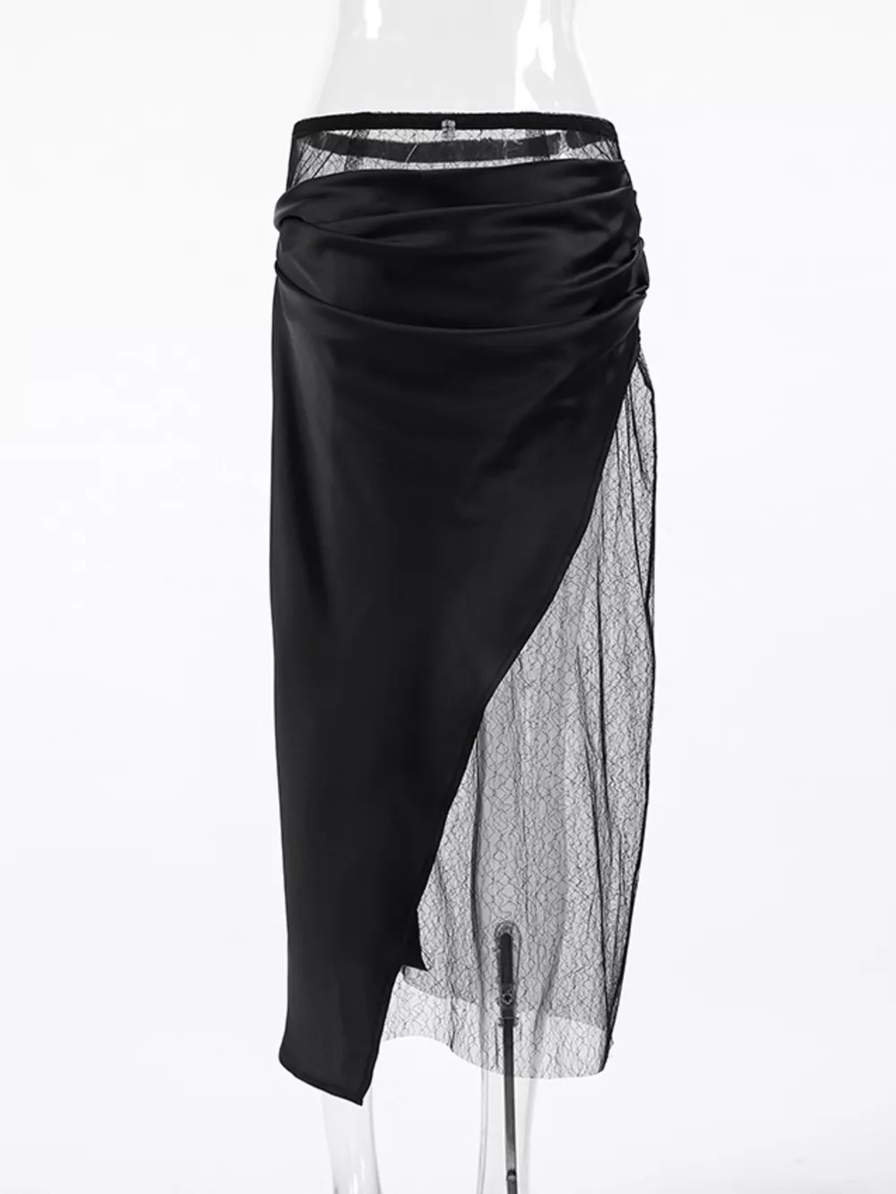Lace Panel Midi Skirt, image 3