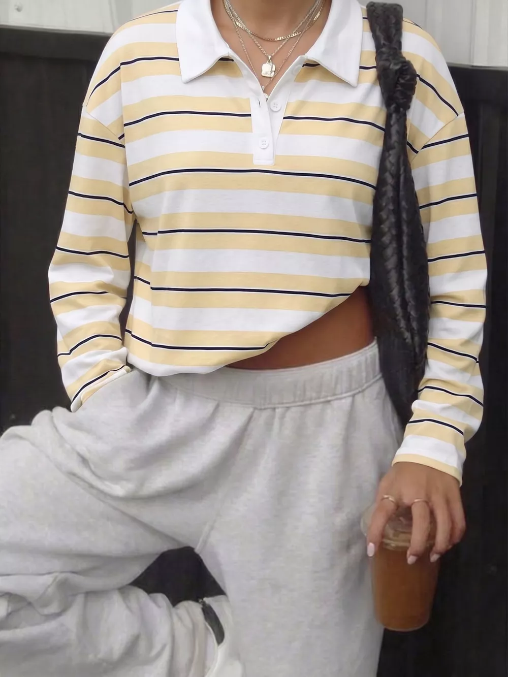 Striped Long Sleeve Polo Top, image 3