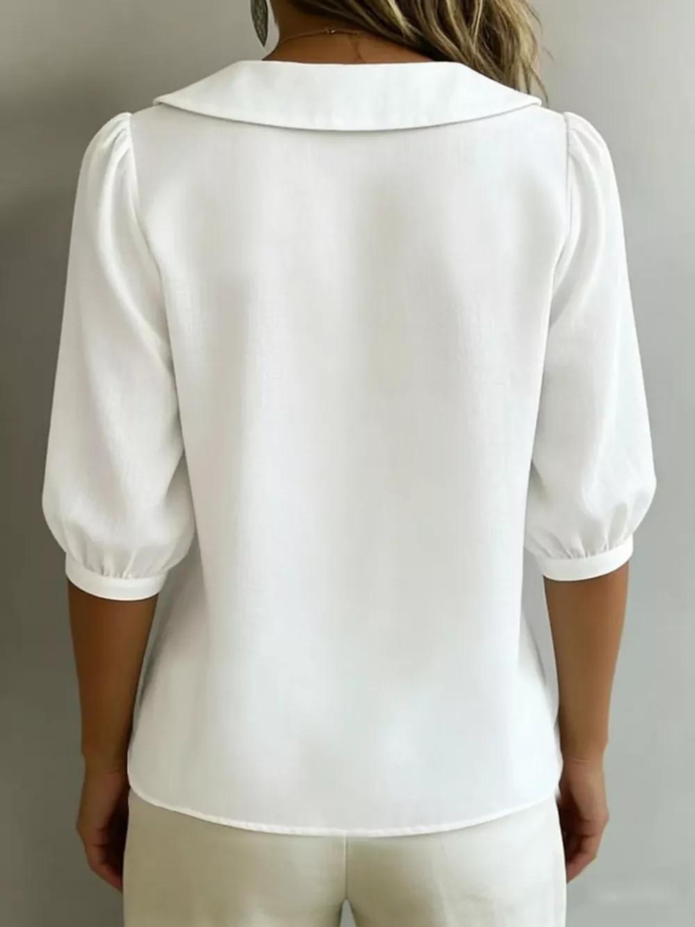 Peter Pan Collar Puff Sleeve Shirt, image 3